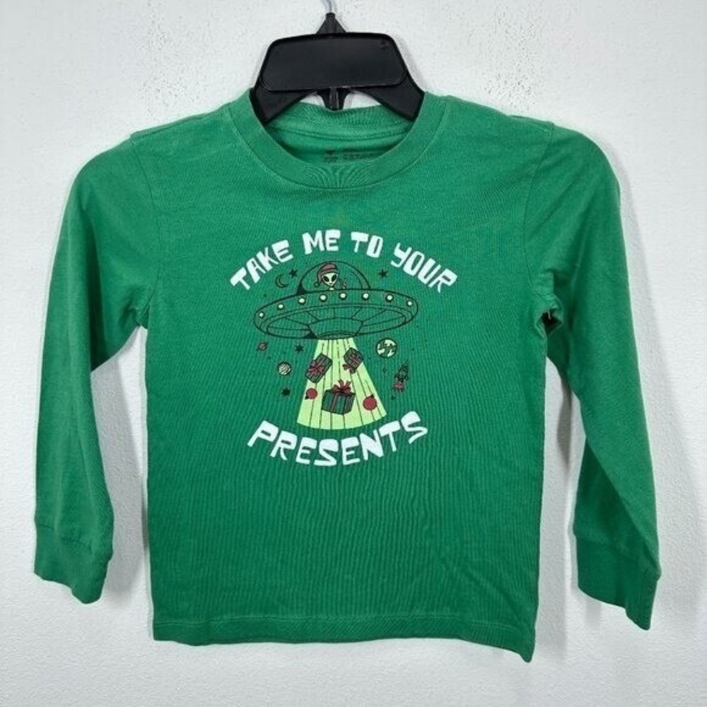 Tucker & Tate Size 5 Shirt Green Holiday Take Me To Your Presents Christmas NWT